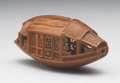 图片[3]-Ganlan olive stone miniature boat with the Ode to the Red Cliff carved on the bottom, by Chen Zuzhang. 1737 C.E.-China Archive